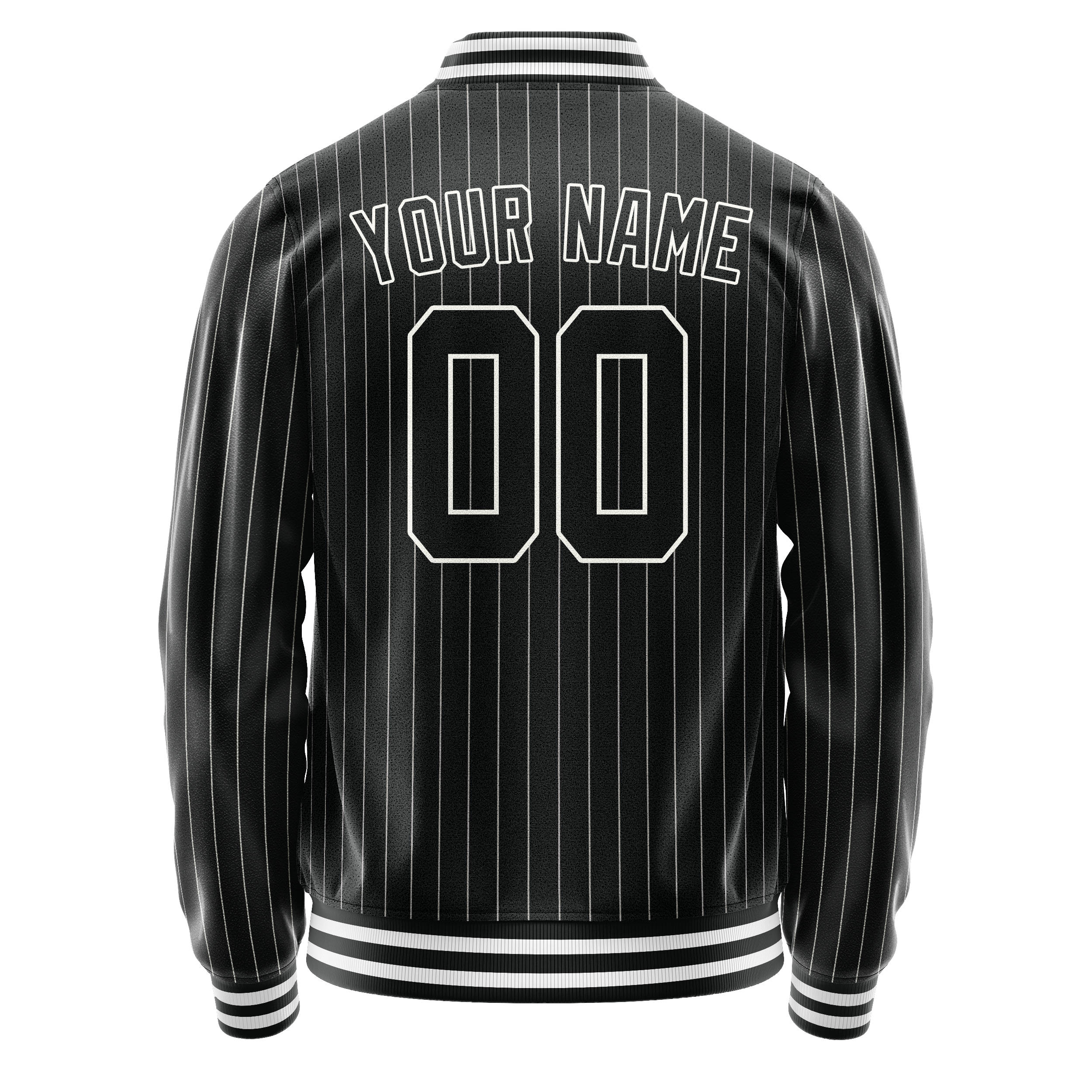 Personalized Black & White Gray Pinstripe Varsity Letterman Jacket