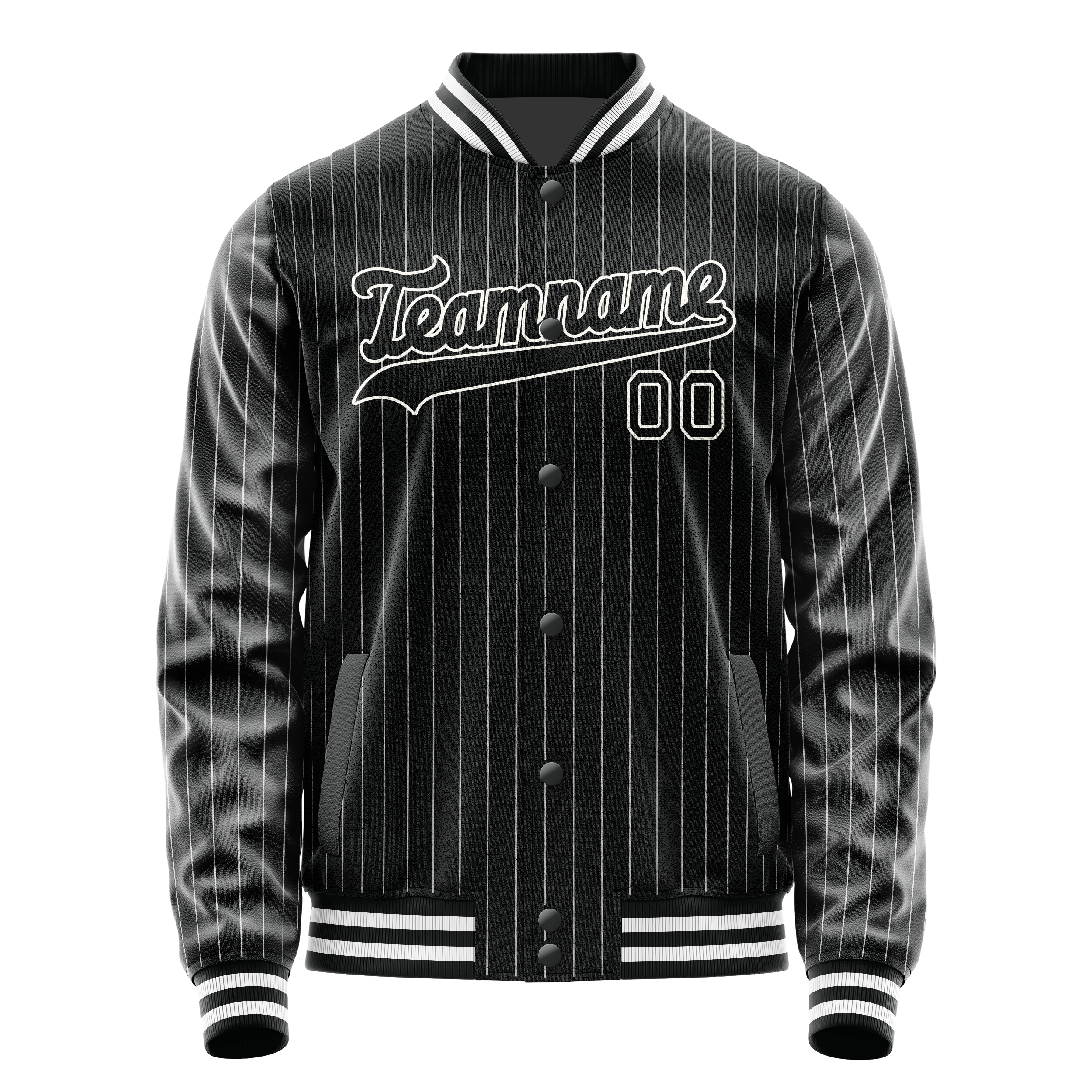 Personalized Black & White Gray Pinstripe Varsity Letterman Jacket