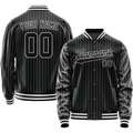 Personalized Black & White Gray Pinstripe Varsity Letterman Jacket