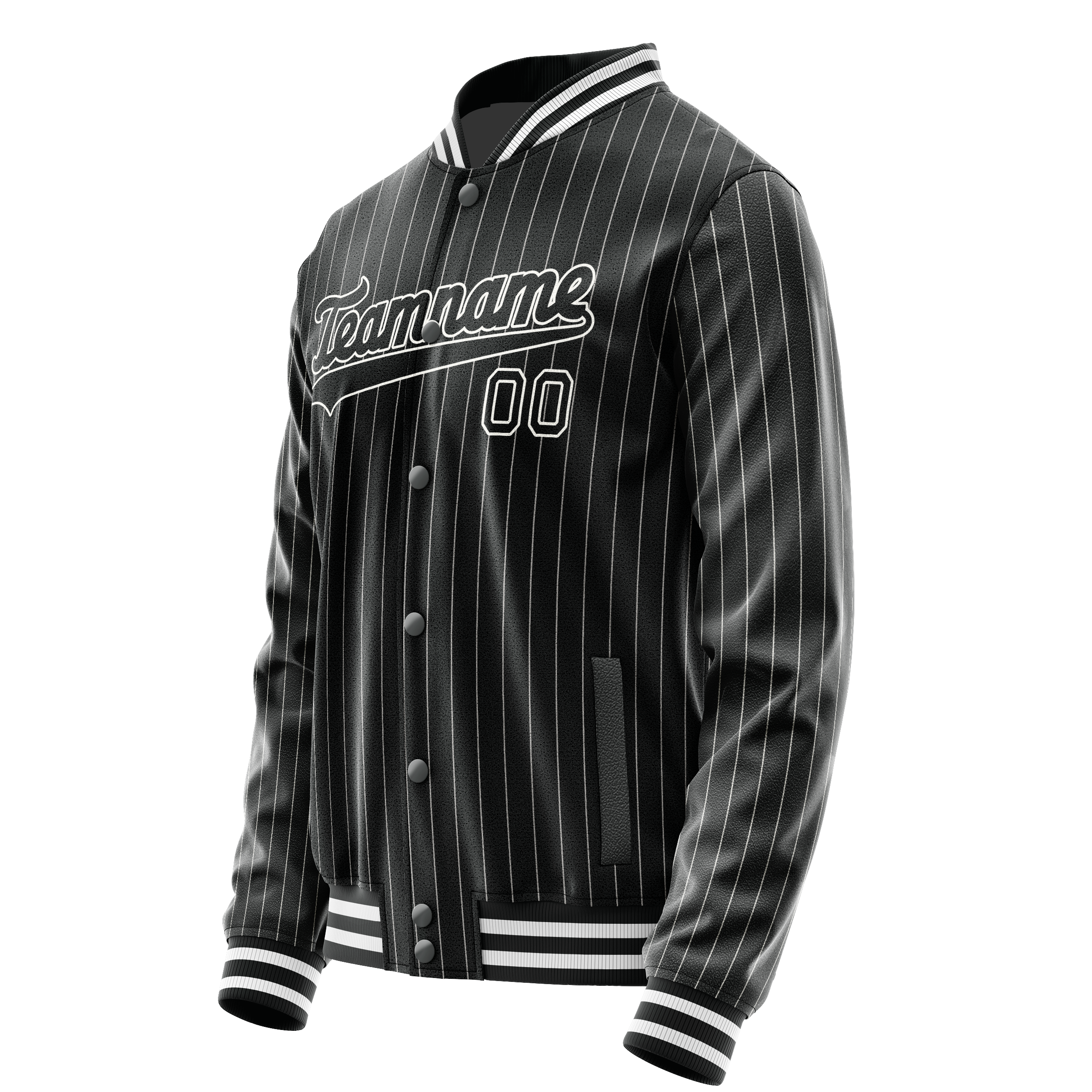 Personalized Black & White Gray Pinstripe Varsity Letterman Jacket
