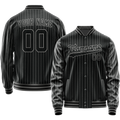 Personalized Black & Gray Gray Pinstripe Varsity Letterman Jacket