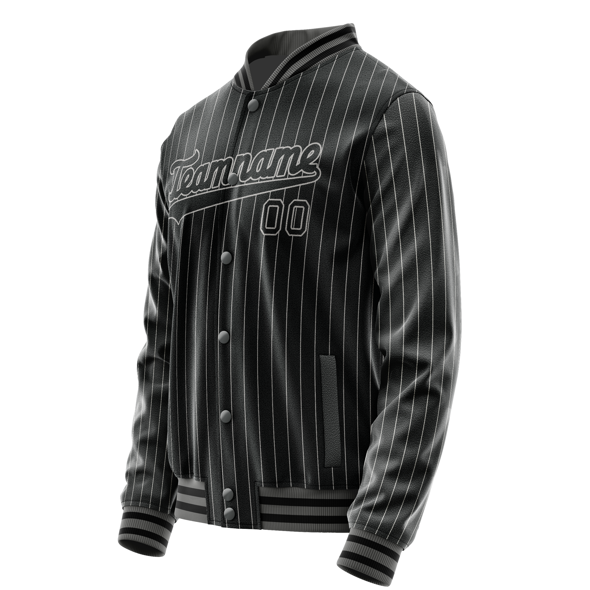 Personalized Black & Gray Gray Pinstripe Varsity Letterman Jacket