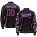Personalized Black & Purple Pink Pinstripe Varsity Letterman Jacket