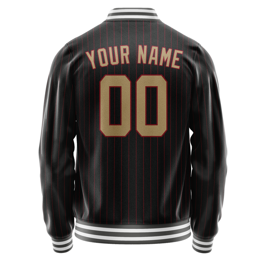Personalized Black & Cream Solid Color Varsity Letterman Jacket