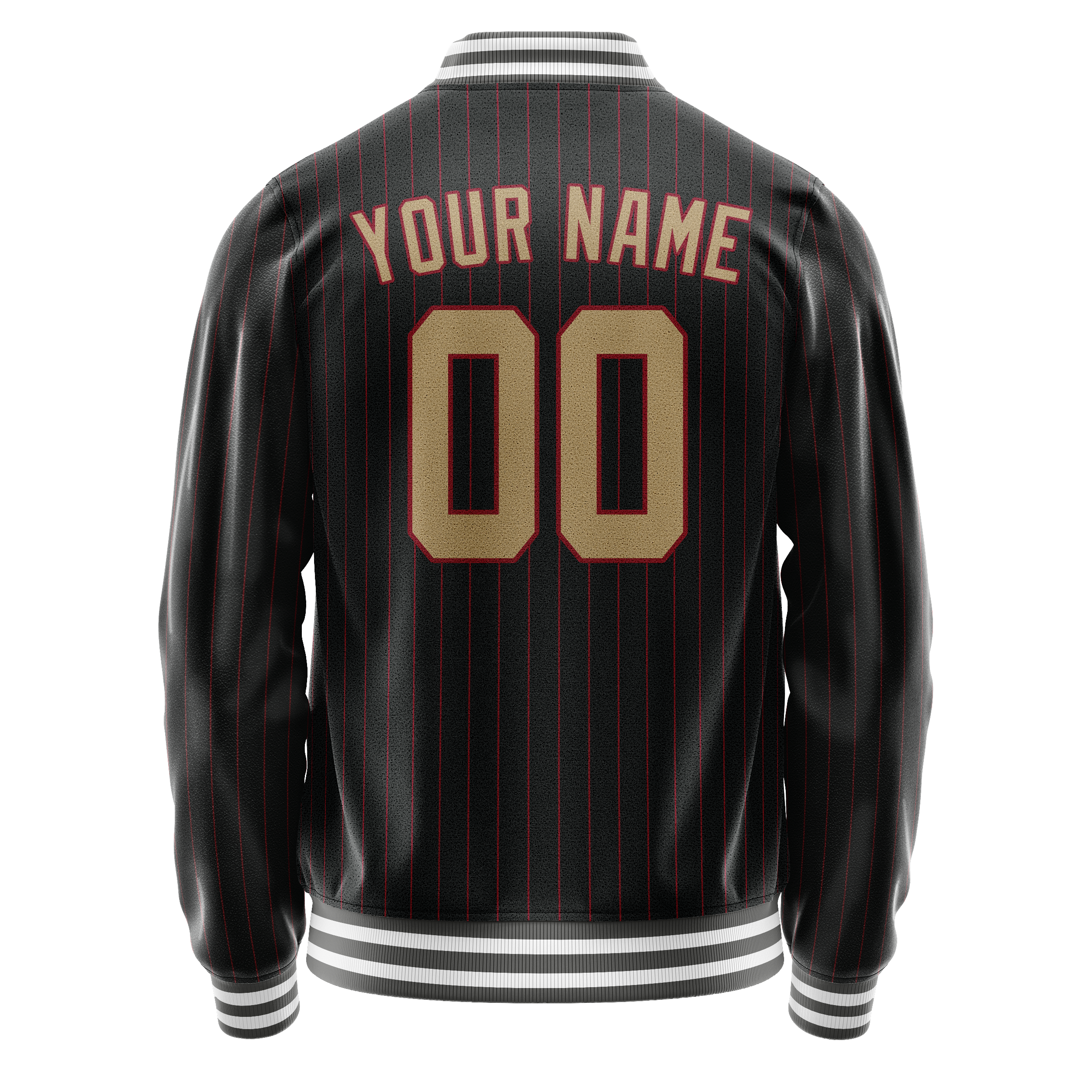 Personalized Black & Cream Solid Color Varsity Letterman Jacket