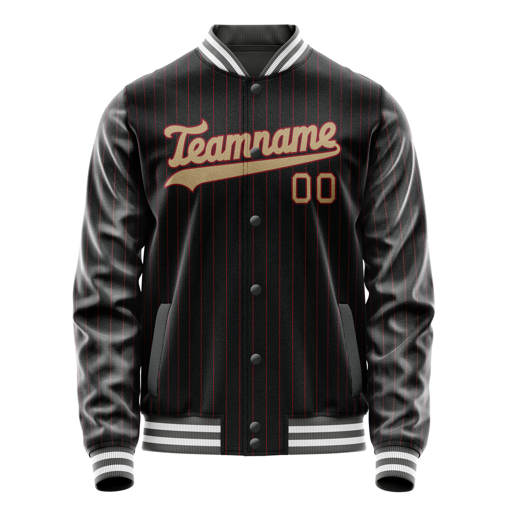 Personalized Black & Cream Solid Color Varsity Letterman Jacket