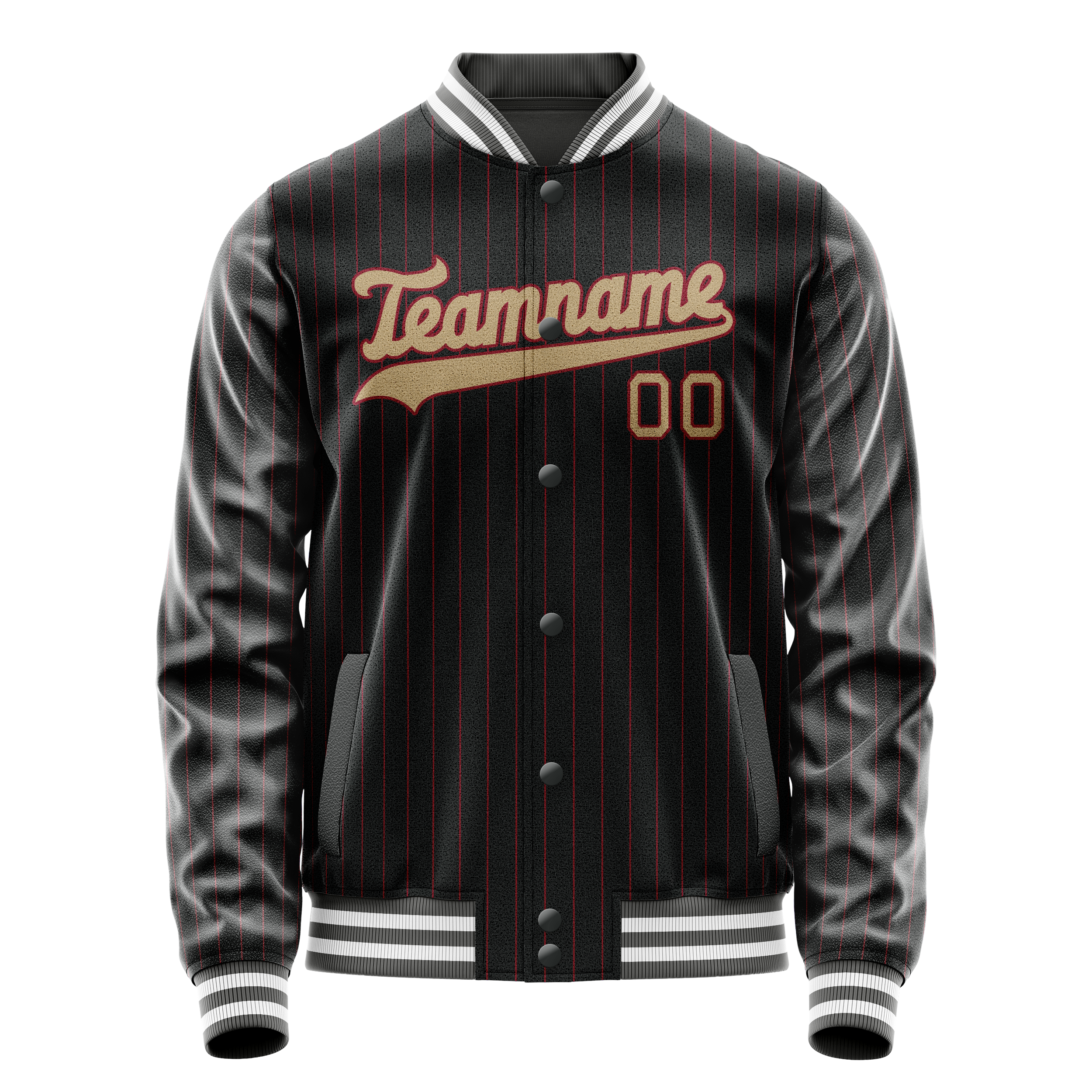 Personalized Black & Cream Solid Color Varsity Letterman Jacket