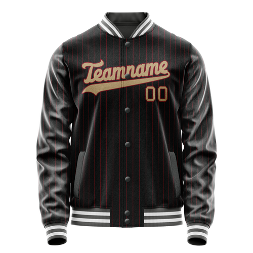 Personalized Black & Cream Solid Color Varsity Letterman Jacket