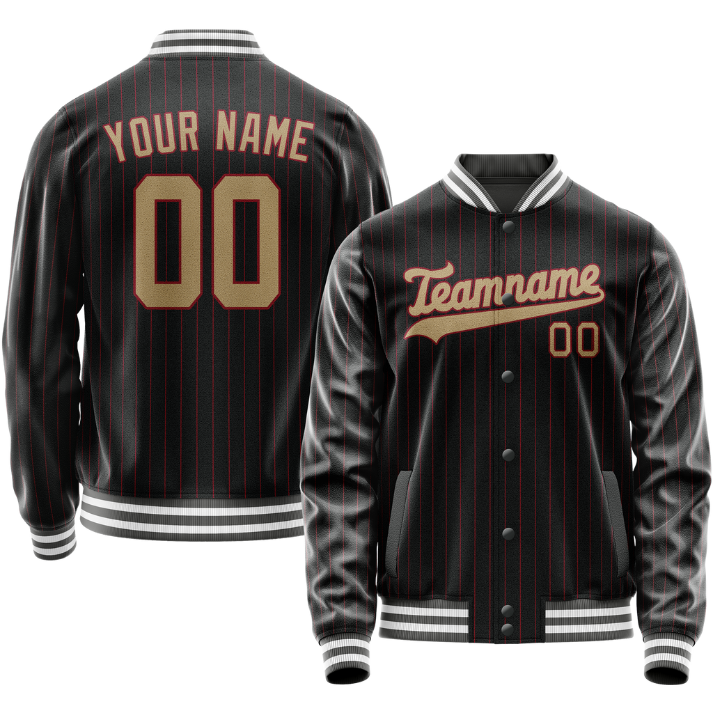 Personalized Black & Cream Solid Color Varsity Letterman Jacket