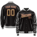 Personalized Black & Cream Solid Color Varsity Letterman Jacket