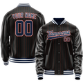 Personalized Black & Blue Orange Pinstripe Varsity Letterman Jacket