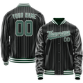 Personalized Black & Teal Gray Pinstripe Varsity Letterman Jacket