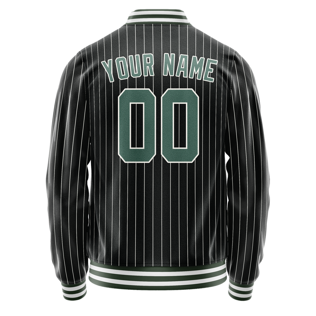 Personalized Black & Teal White Pinstripe Varsity Letterman Jacket