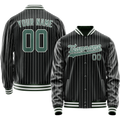 Personalized Black & Teal White Pinstripe Varsity Letterman Jacket