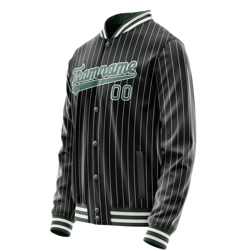 Personalized Black & Teal White Pinstripe Varsity Letterman Jacket