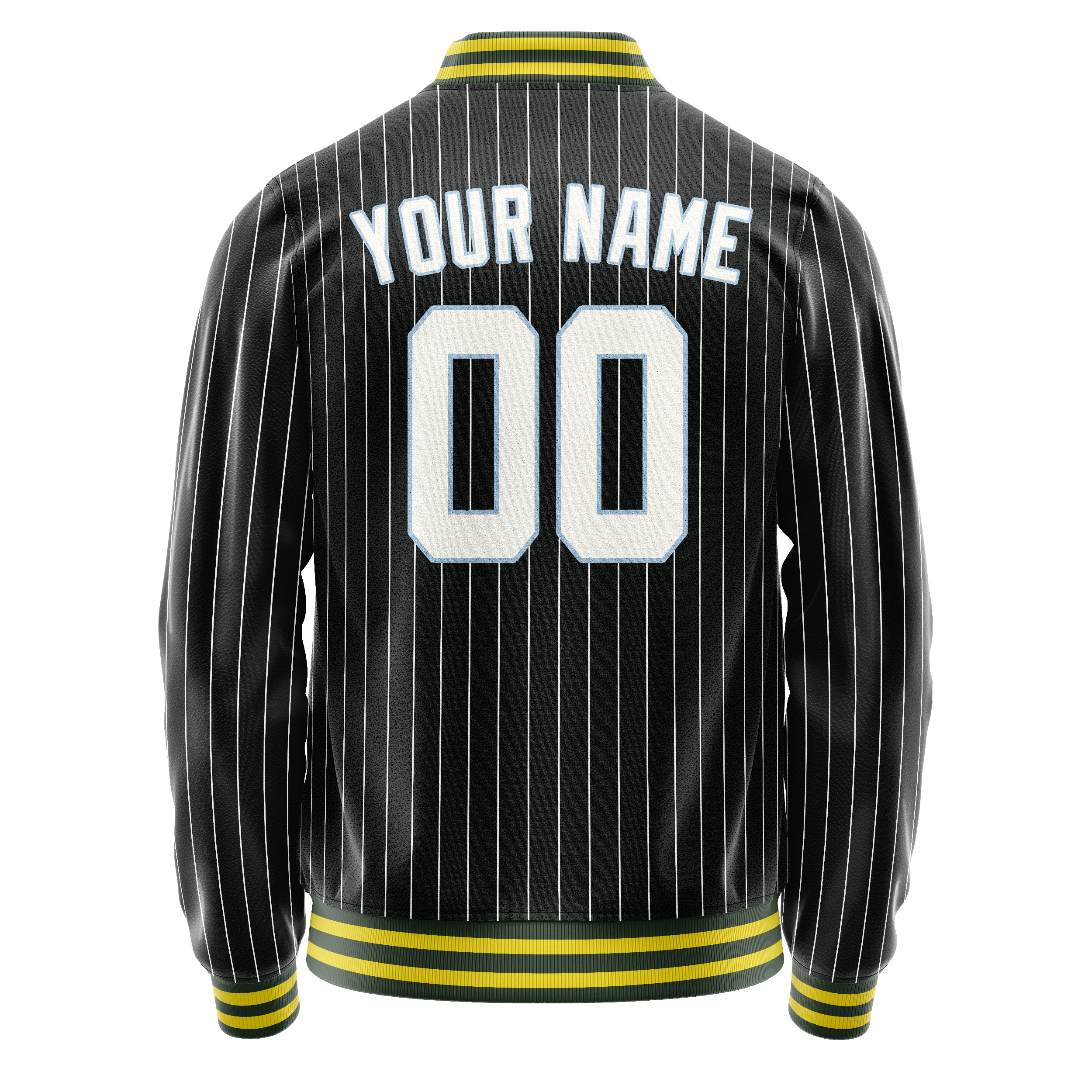 Personalized Black & White Gray Pinstripe Varsity Letterman Jacket