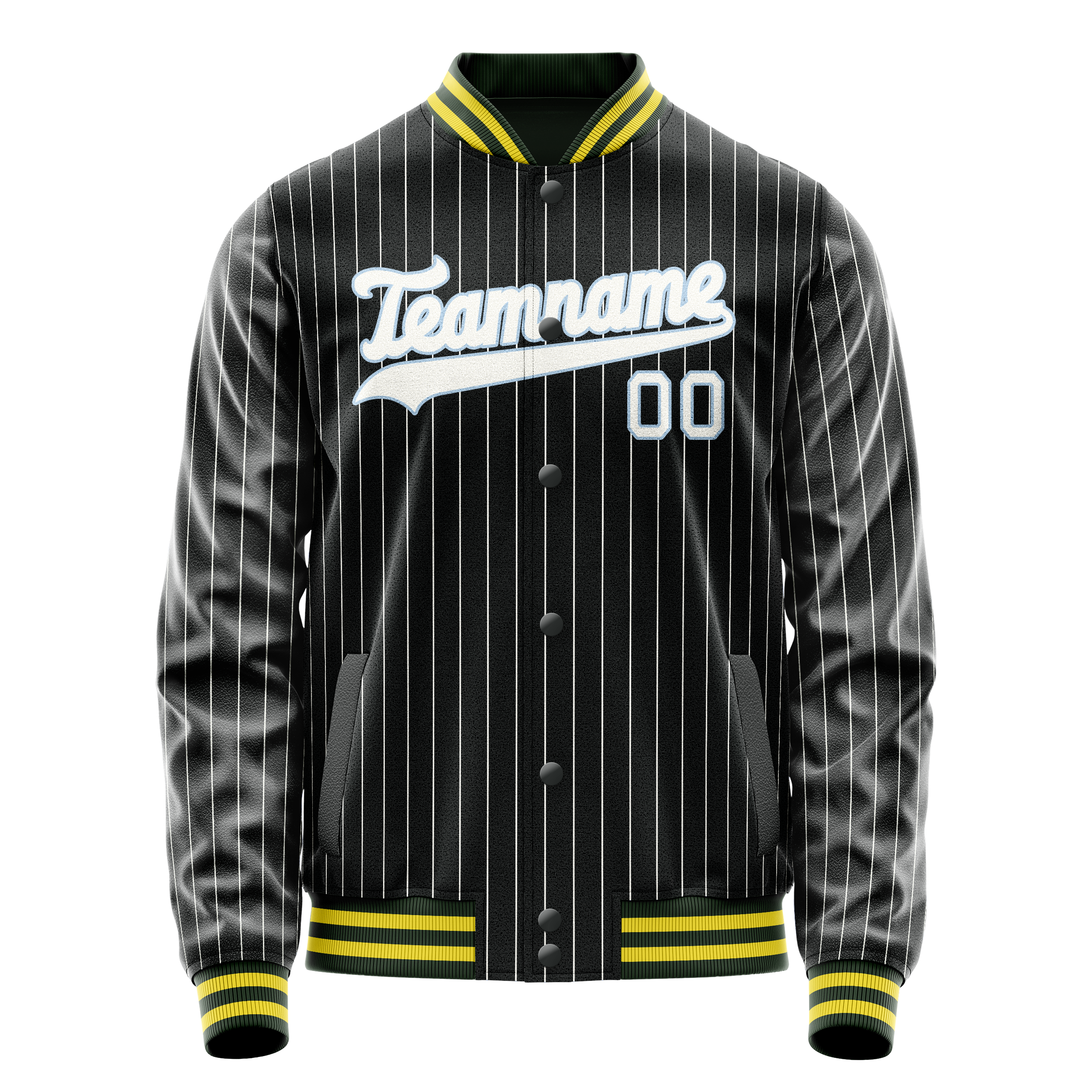 Personalized Black & White Gray Pinstripe Varsity Letterman Jacket