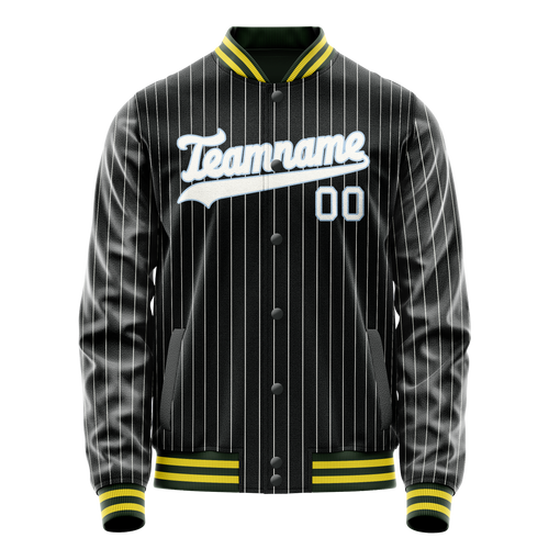 Personalized Black & White Gray Pinstripe Varsity Letterman Jacket