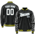Personalized Black & White Gray Pinstripe Varsity Letterman Jacket