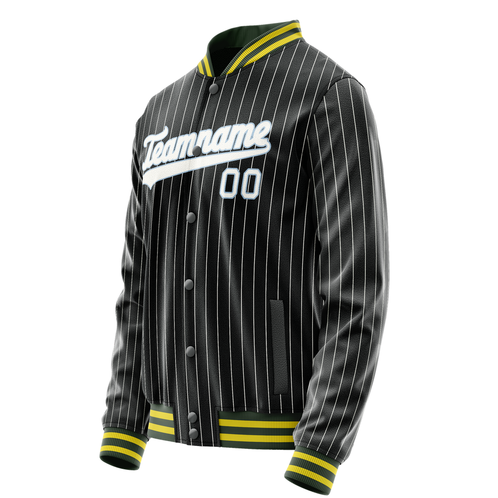 Personalized Black & White Gray Pinstripe Varsity Letterman Jacket