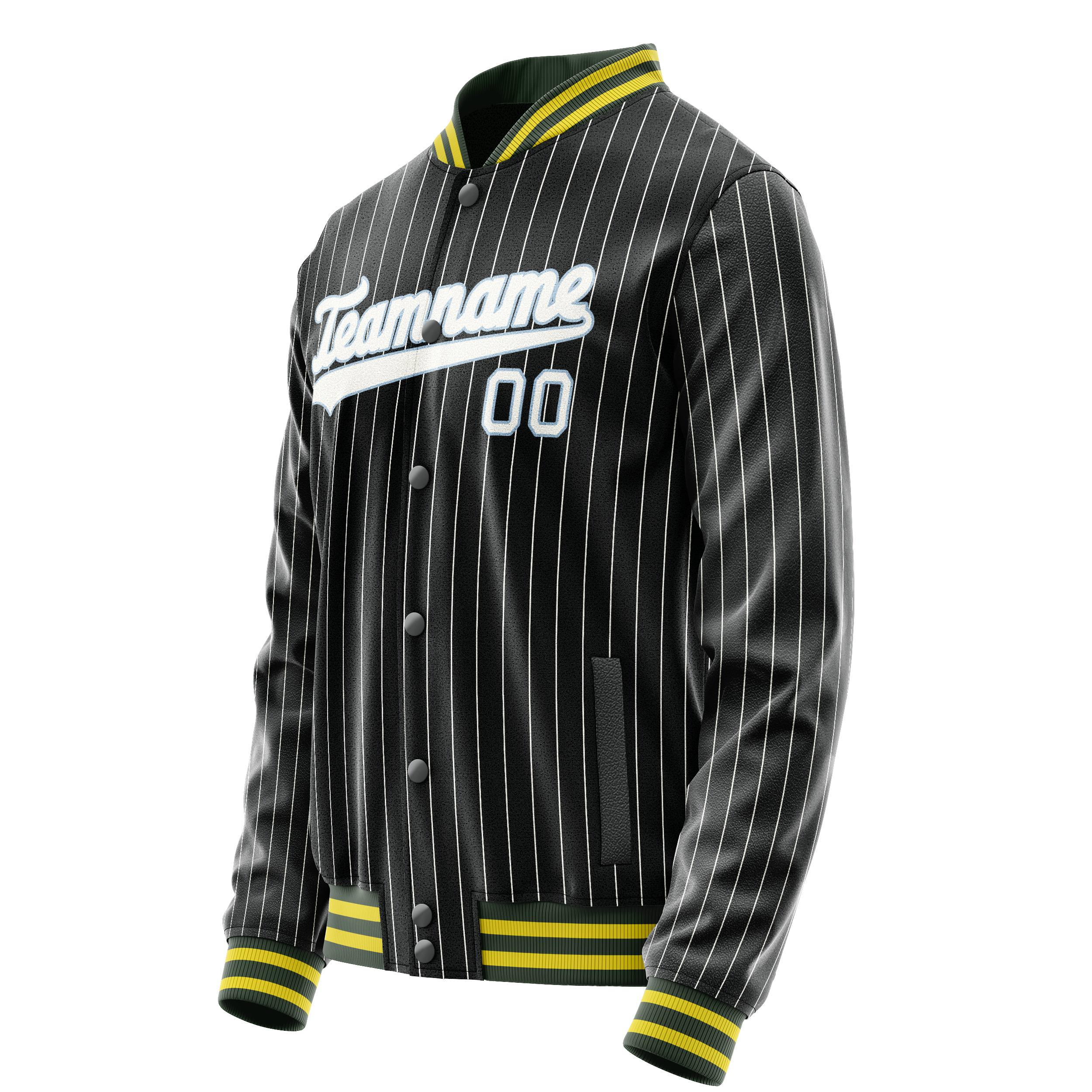 Personalized Black & White Gray Pinstripe Varsity Letterman Jacket