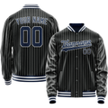 Personalized Black & Blue White Pinstripe Varsity Letterman Jacket