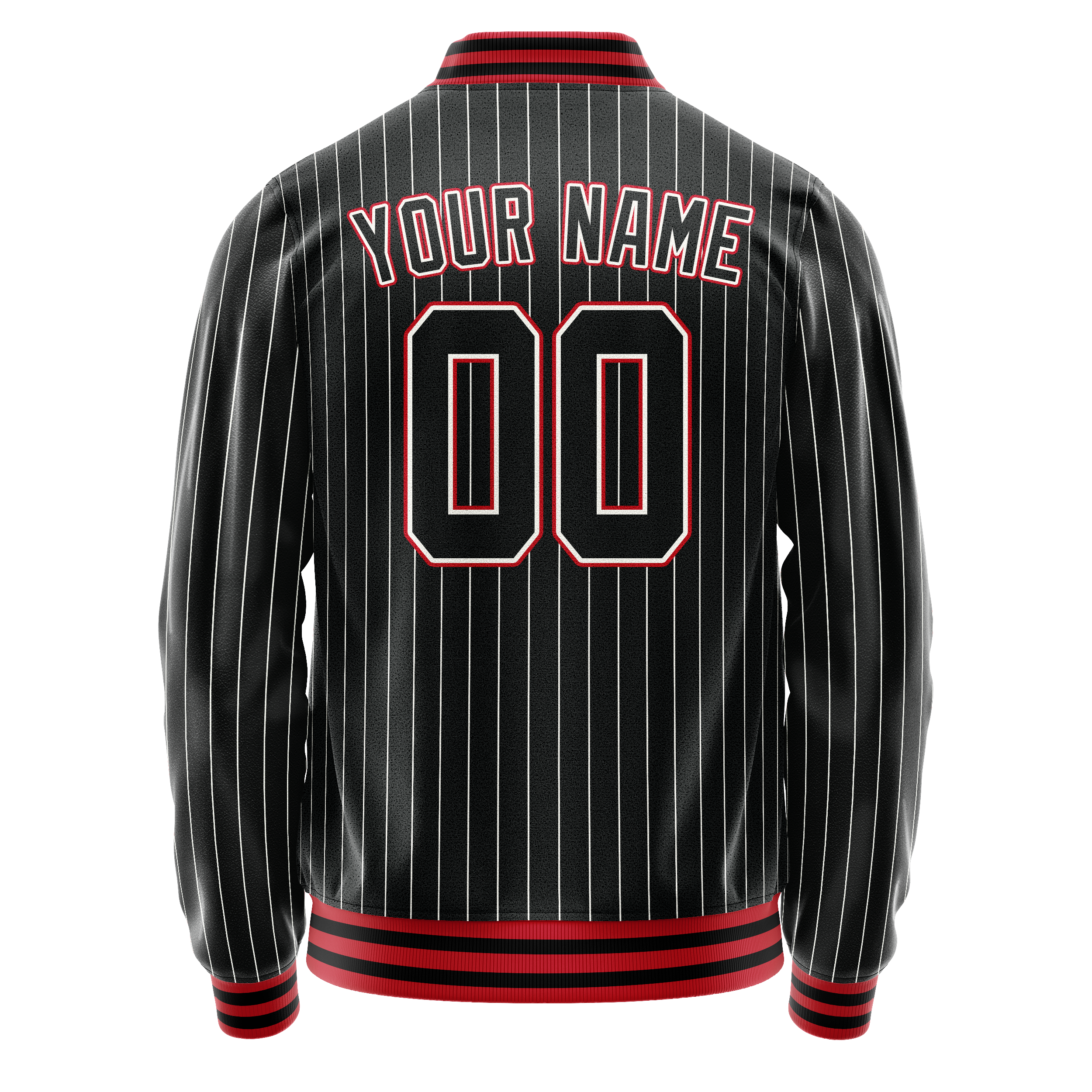 Personalized Black & Orange White Pinstripe Varsity Letterman Jacket