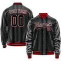Personalized Black & Orange White Pinstripe Varsity Letterman Jacket