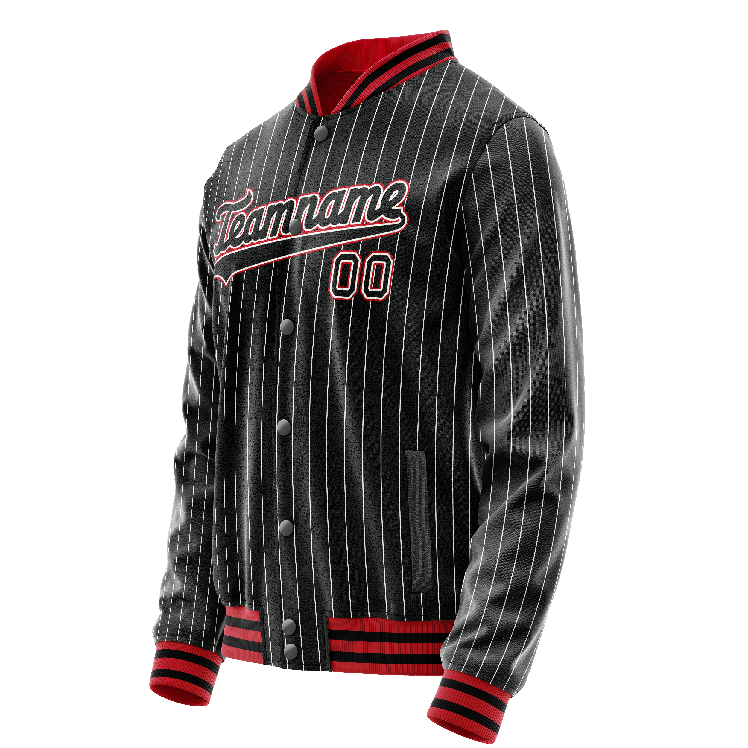 Personalized Black & Orange White Pinstripe Varsity Letterman Jacket