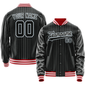 Personalized Black & Light-Blue Gray Pinstripe Varsity Letterman Jacket