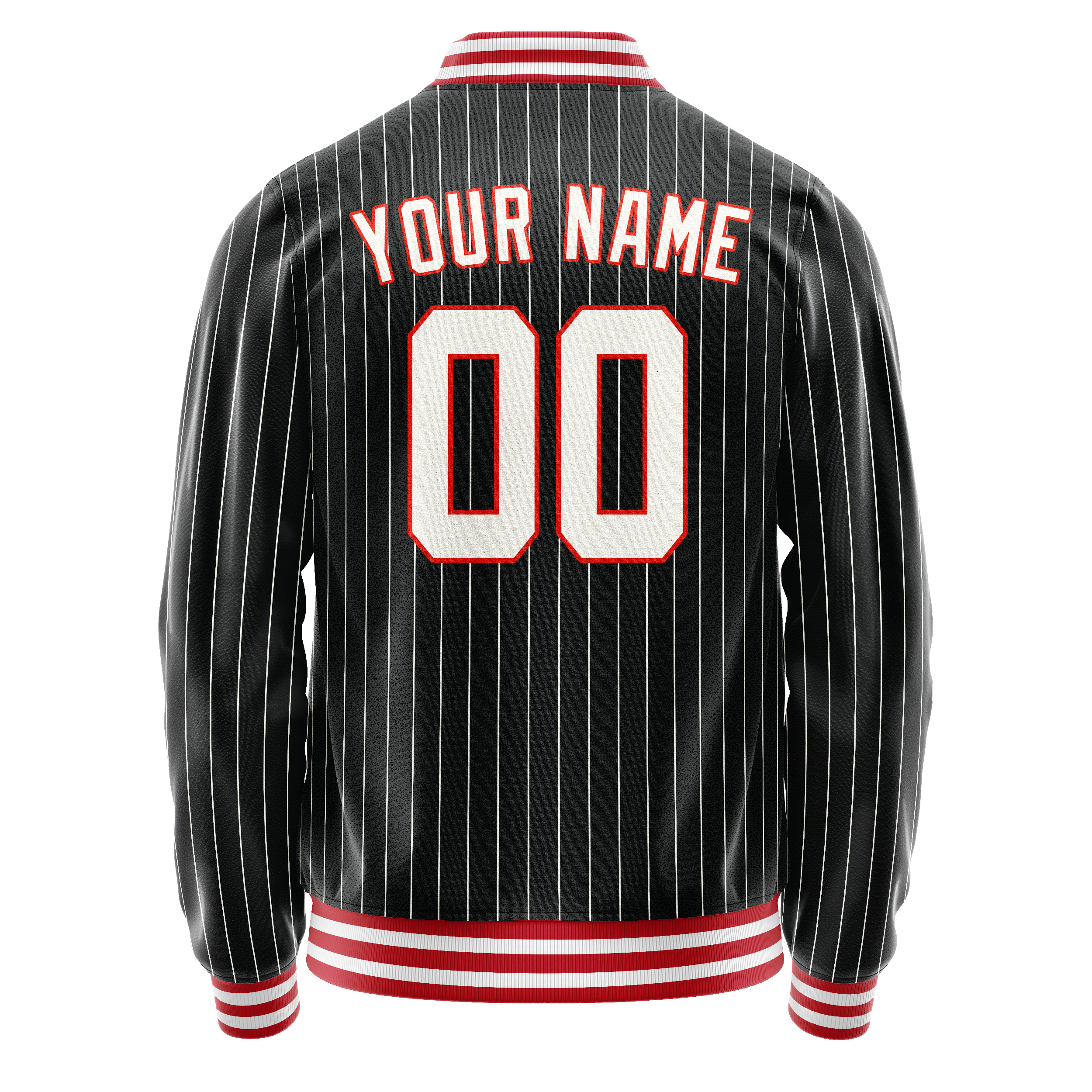 Personalized Black & Orange White Pinstripe Varsity Letterman Jacket