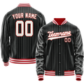 Personalized Black & Orange White Pinstripe Varsity Letterman Jacket