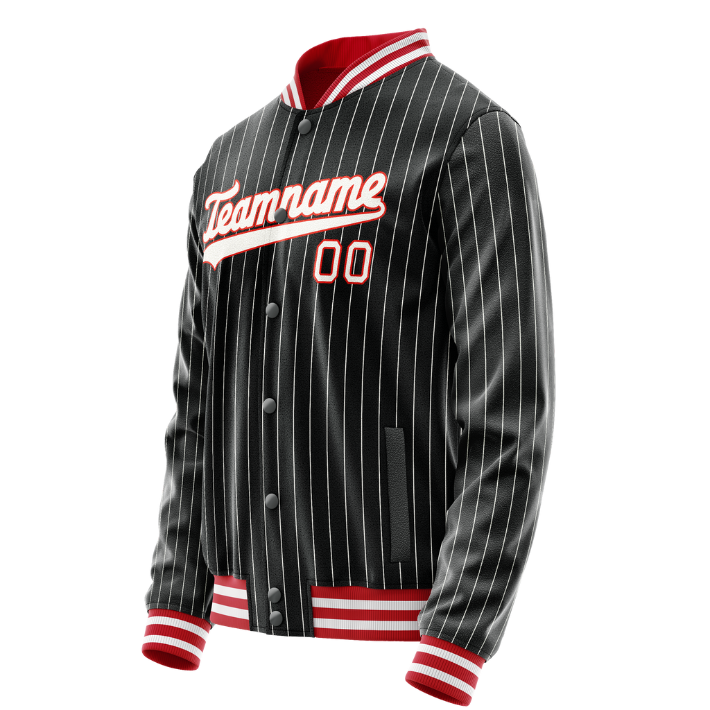 Personalized Black & Orange White Pinstripe Varsity Letterman Jacket