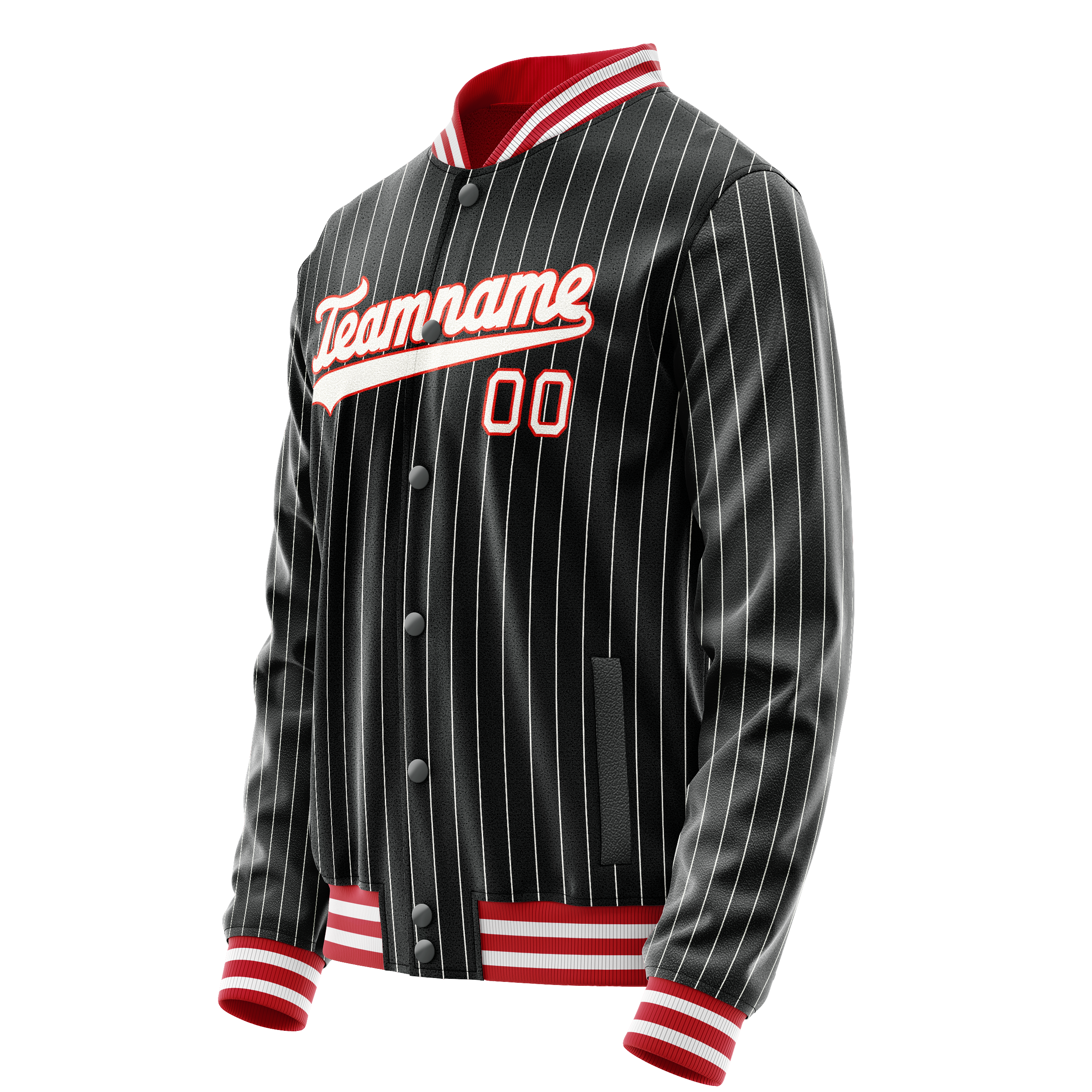 Personalized Black & Orange White Pinstripe Varsity Letterman Jacket