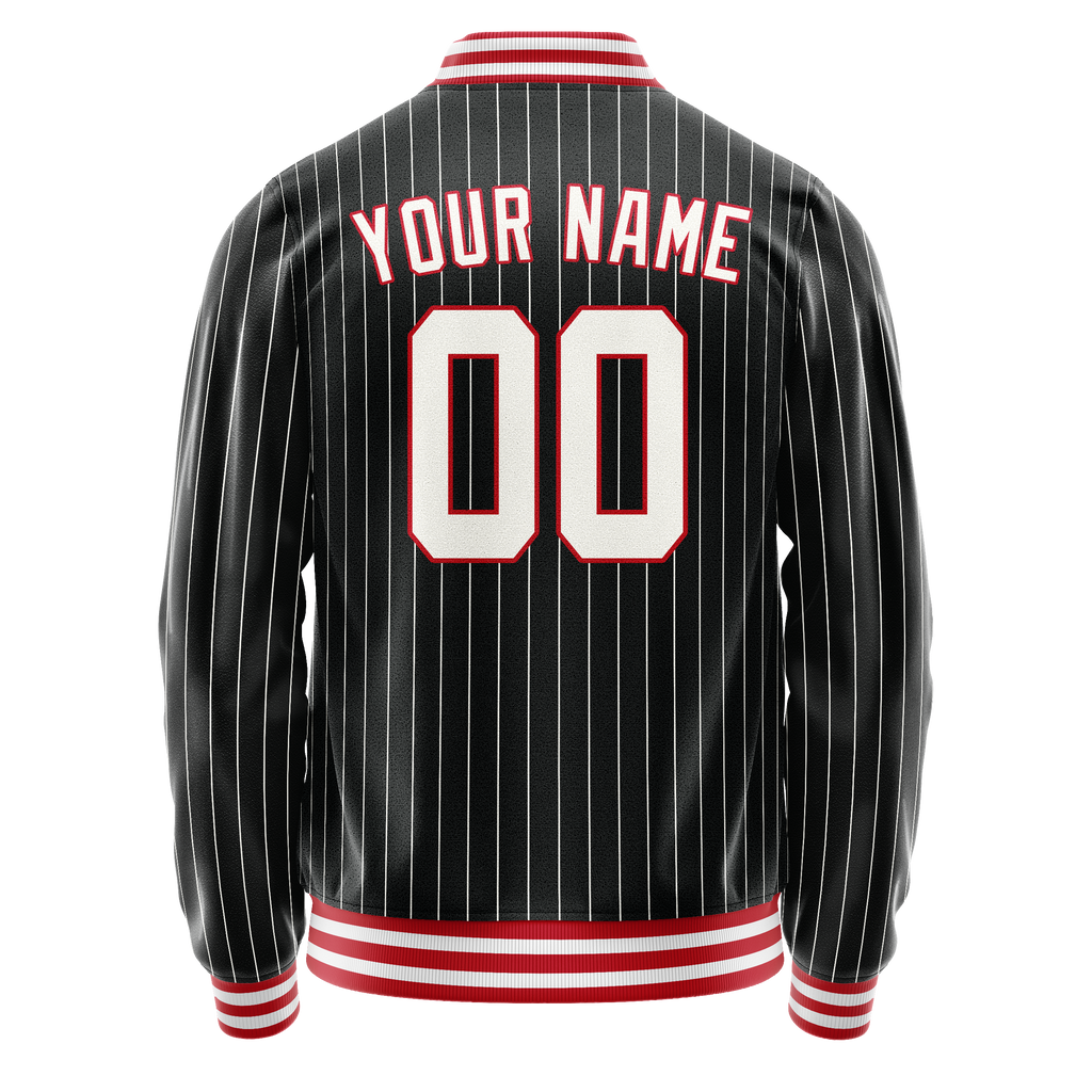 Personalized Black & White White Pinstripe Varsity Letterman Jacket