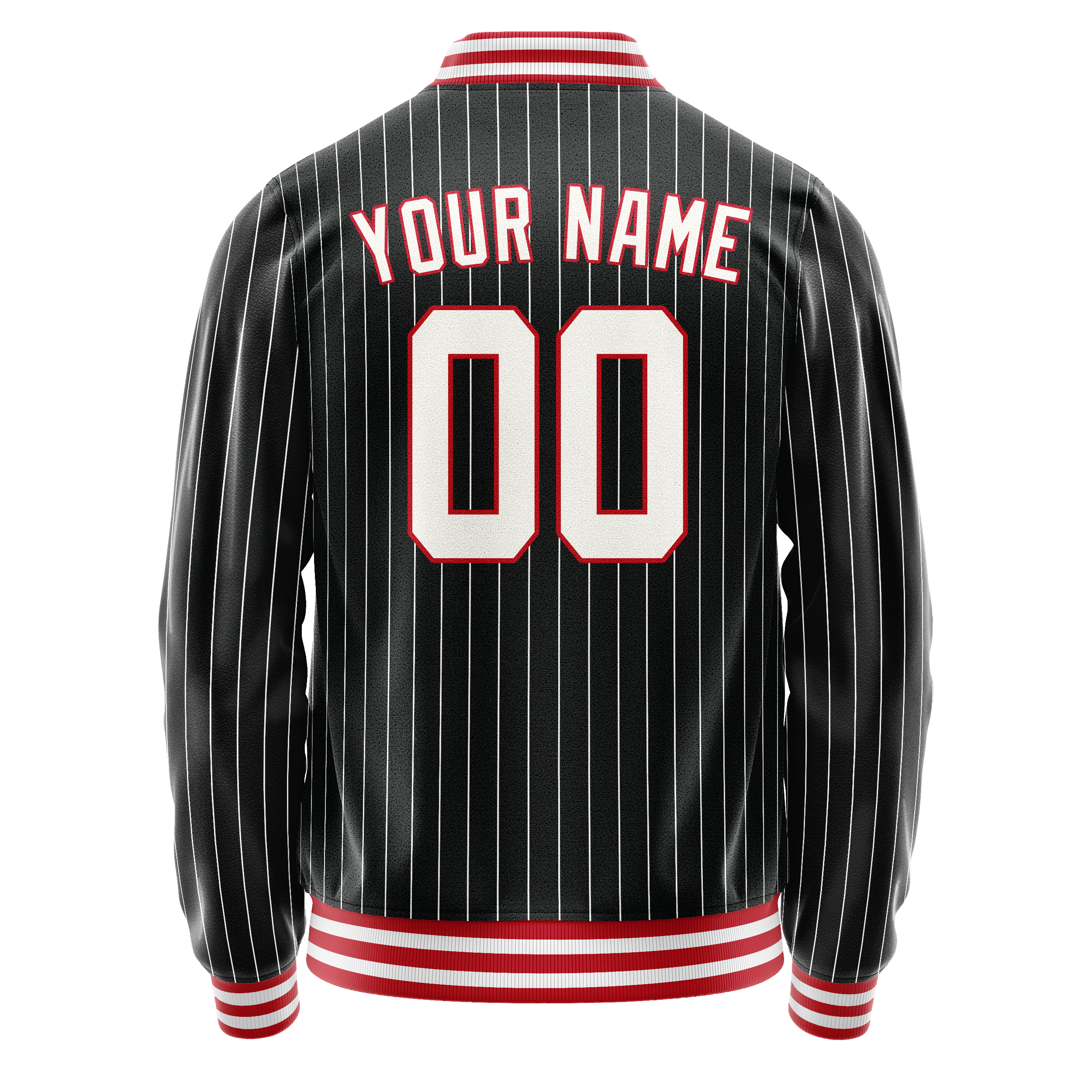 Personalized Black & White White Pinstripe Varsity Letterman Jacket