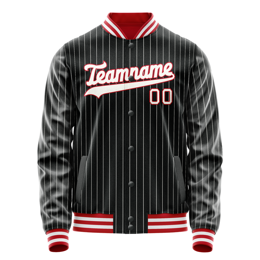 Personalized Black & White White Pinstripe Varsity Letterman Jacket