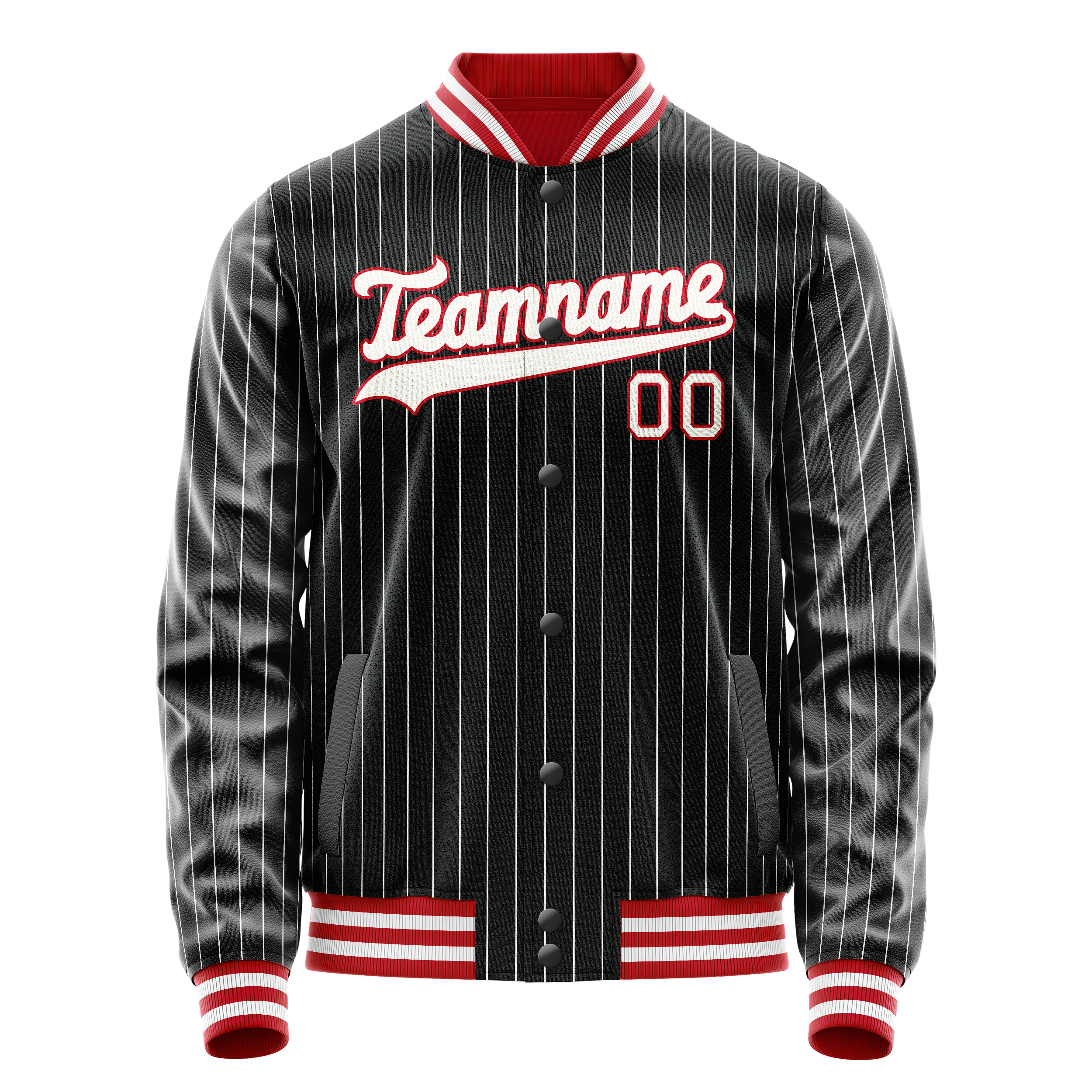 Personalized Black & White White Pinstripe Varsity Letterman Jacket