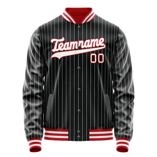 Personalized Black & White White Pinstripe Varsity Letterman Jacket