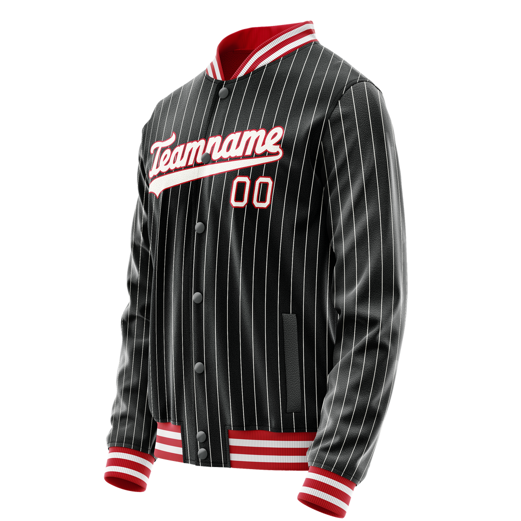 Personalized Black & White White Pinstripe Varsity Letterman Jacket