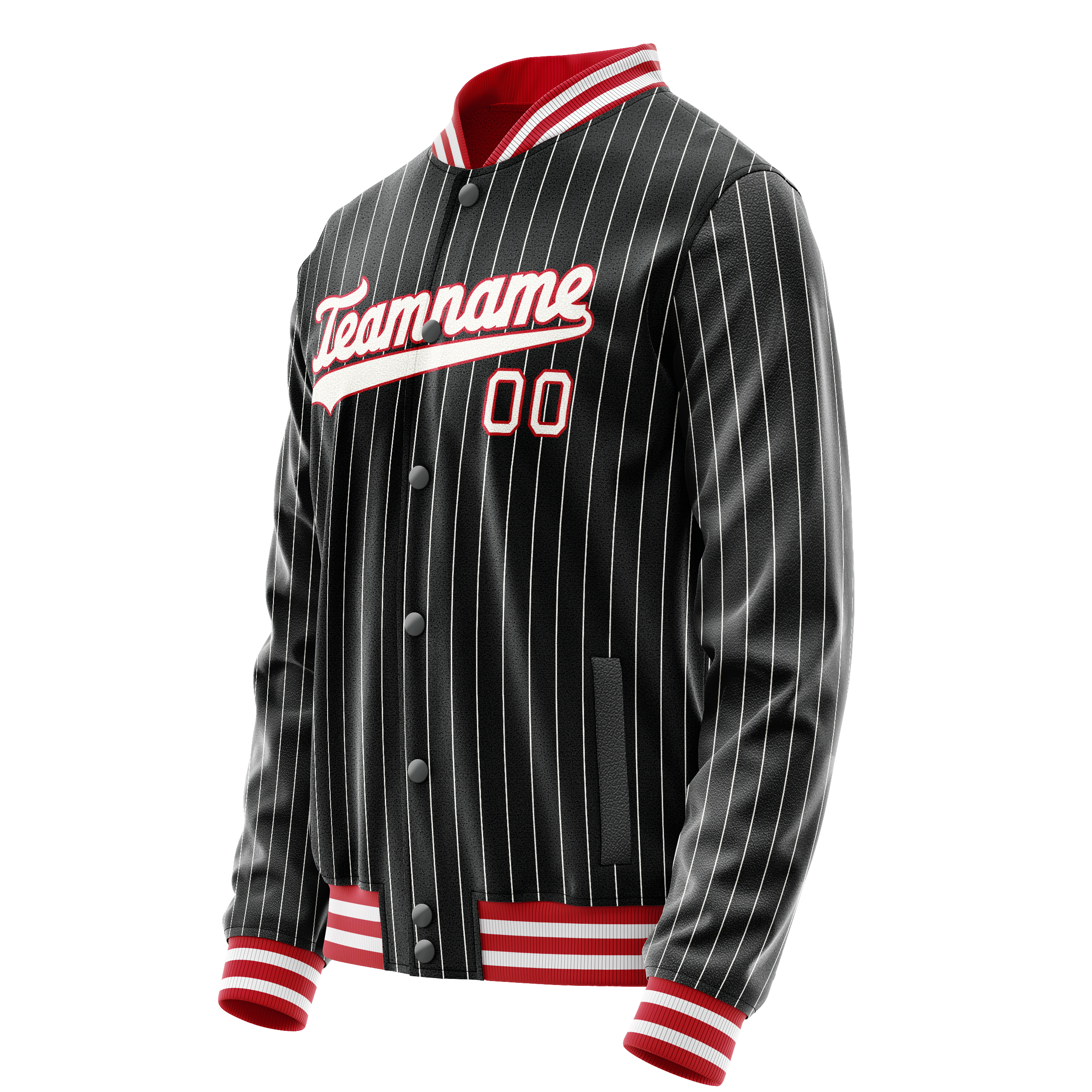 Personalized Black & White White Pinstripe Varsity Letterman Jacket