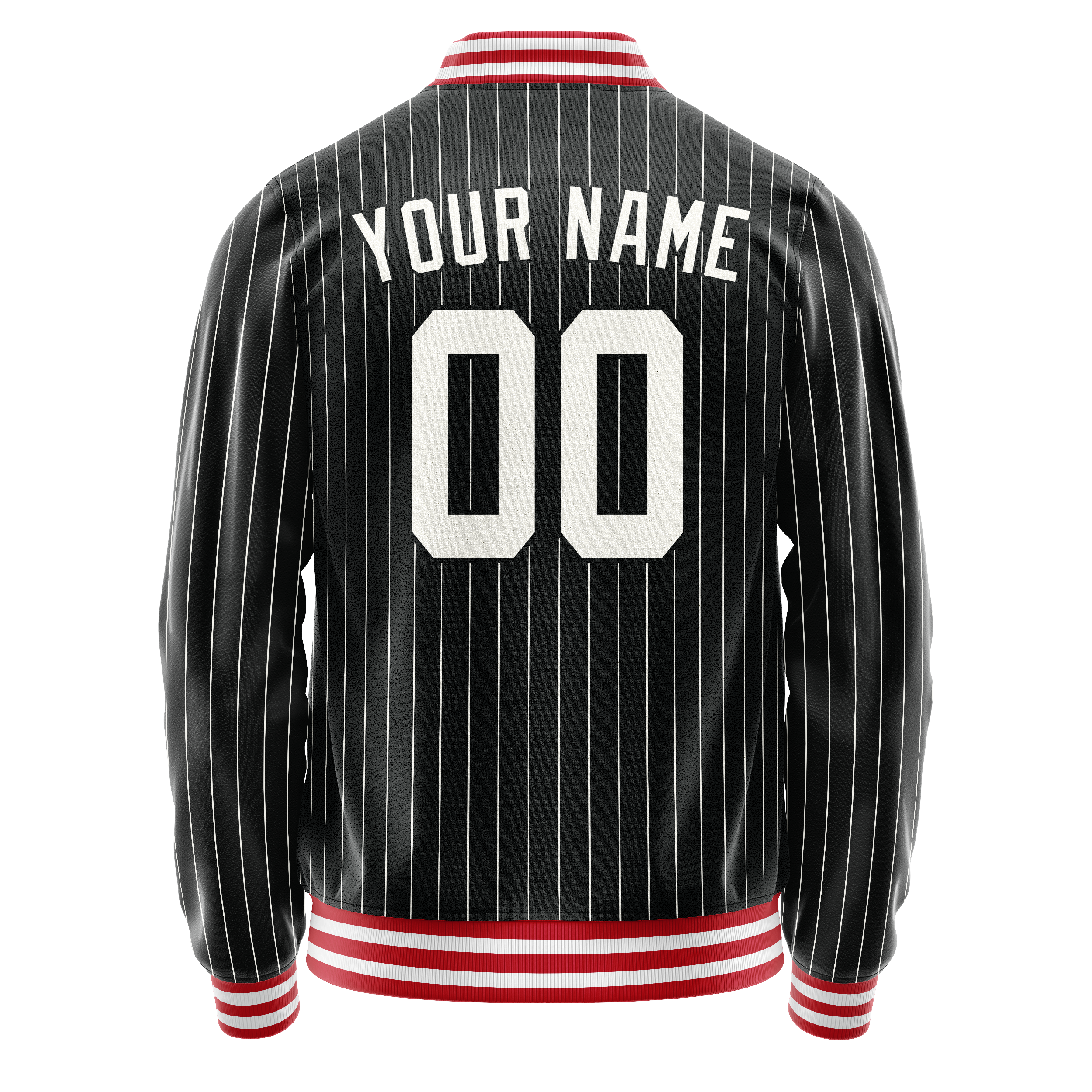 Personalized Black & White Gray Pinstripe Varsity Letterman Jacket