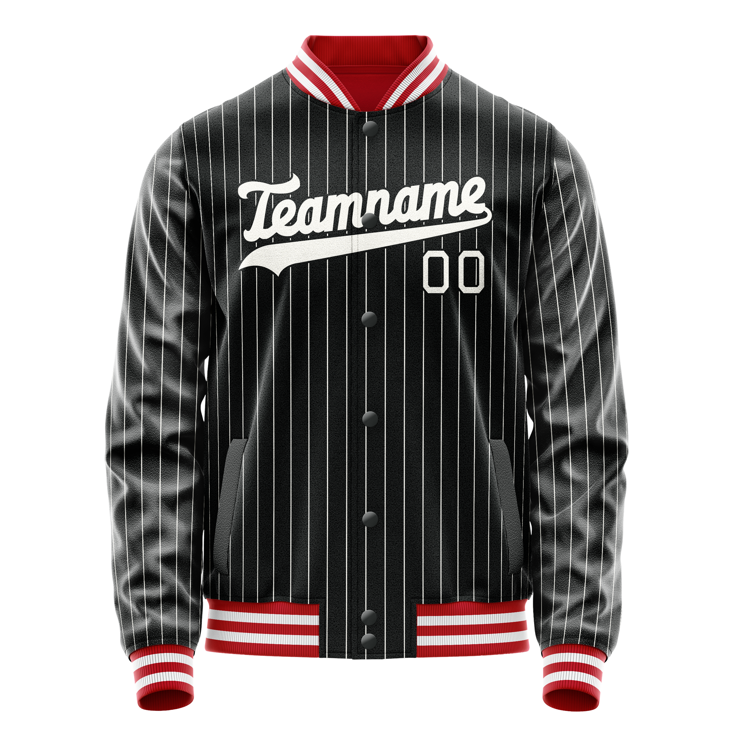 Personalized Black & White Gray Pinstripe Varsity Letterman Jacket