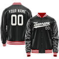 Personalized Black & White Gray Pinstripe Varsity Letterman Jacket