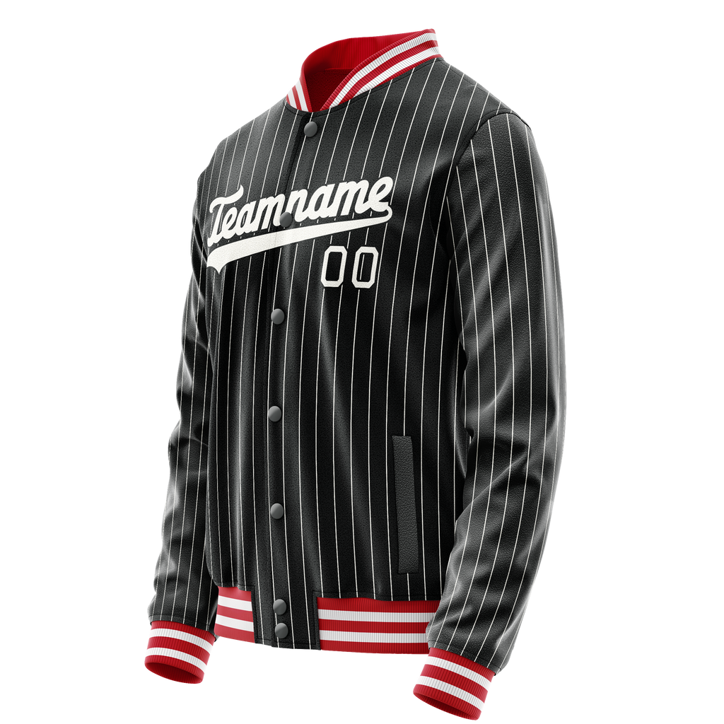Personalized Black & White Gray Pinstripe Varsity Letterman Jacket