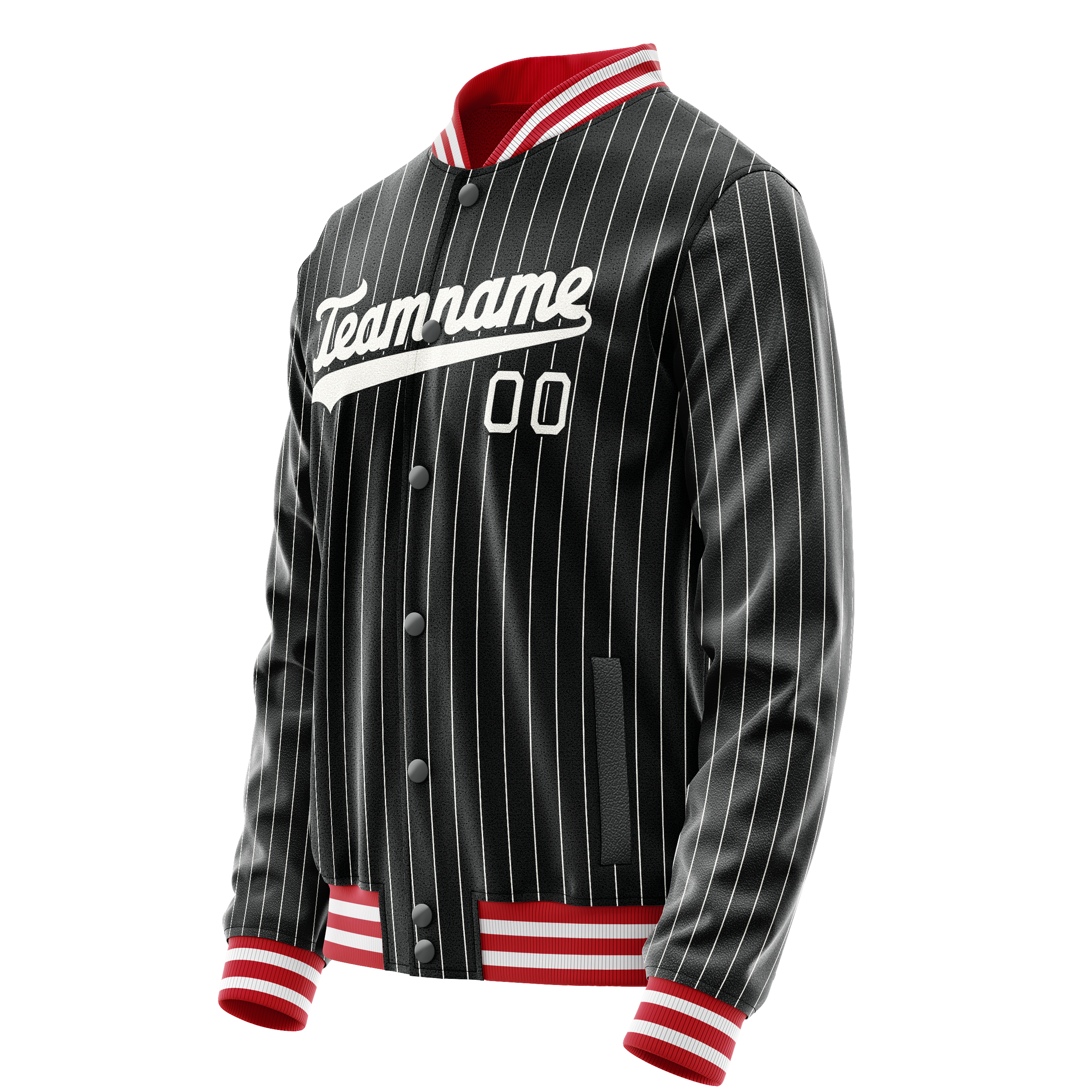 Personalized Black & White Gray Pinstripe Varsity Letterman Jacket