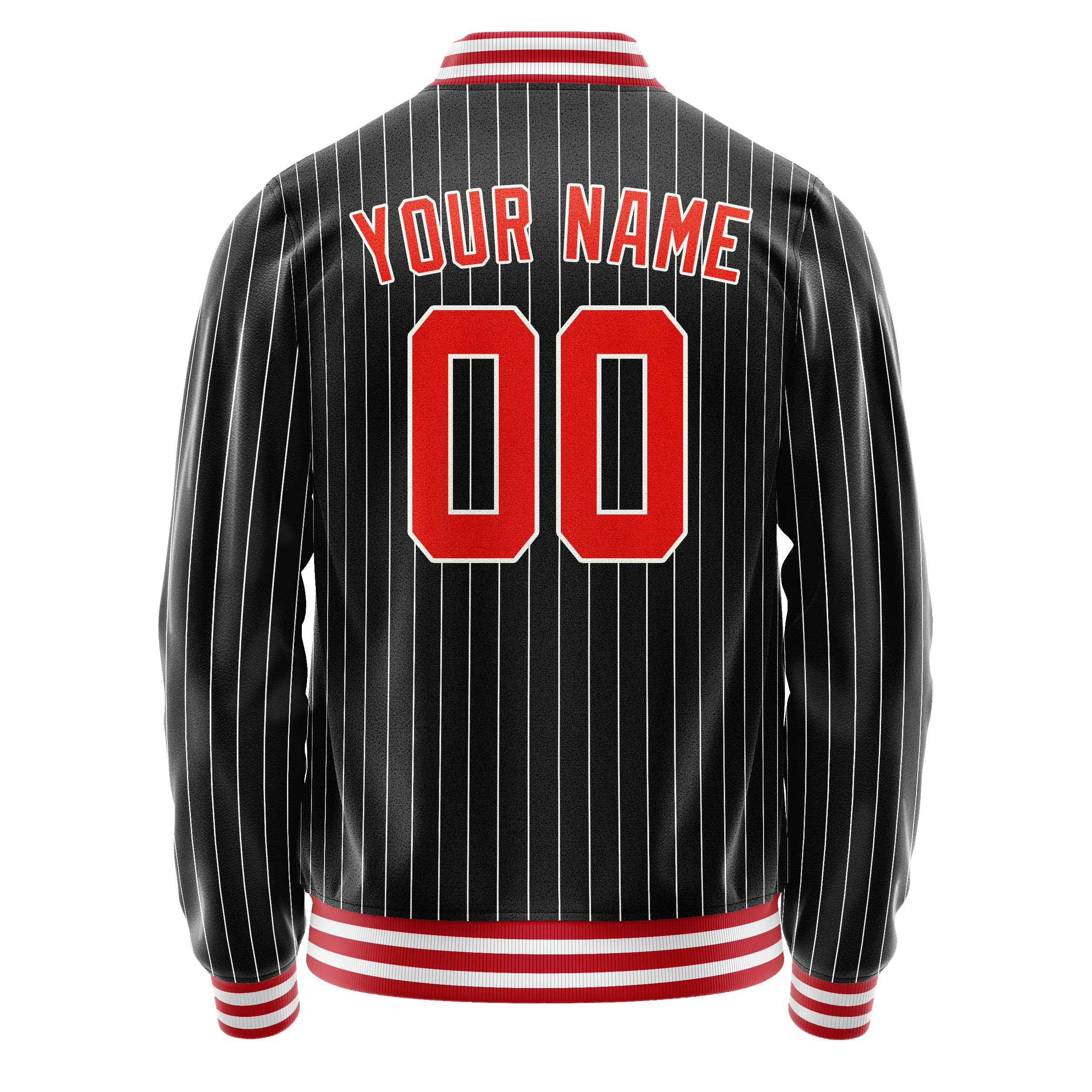 Personalized Black & Orange Gray Pinstripe Varsity Letterman Jacket