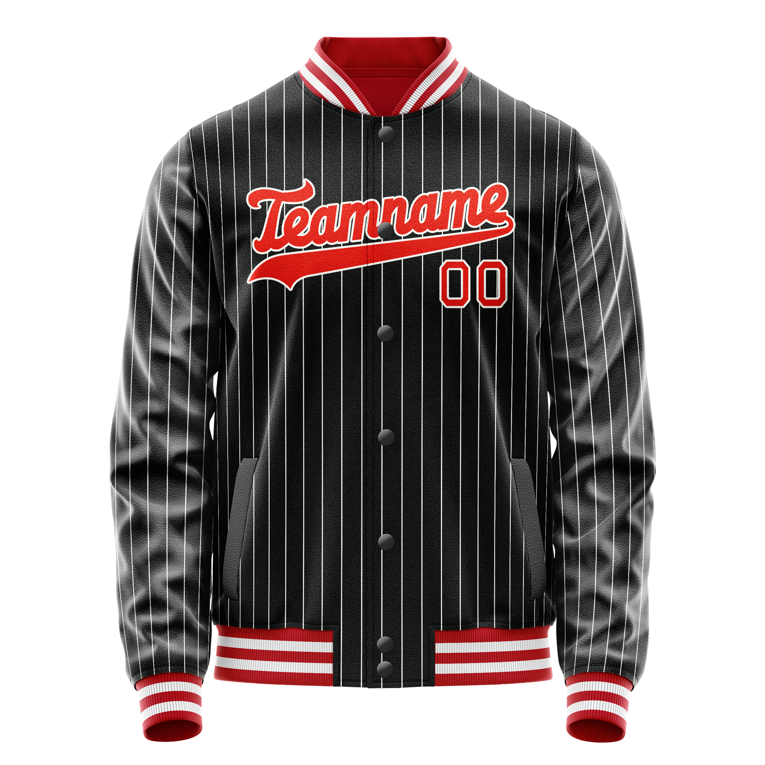 Personalized Black & Orange Gray Pinstripe Varsity Letterman Jacket