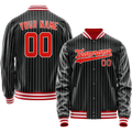 Personalized Black & Orange Gray Pinstripe Varsity Letterman Jacket