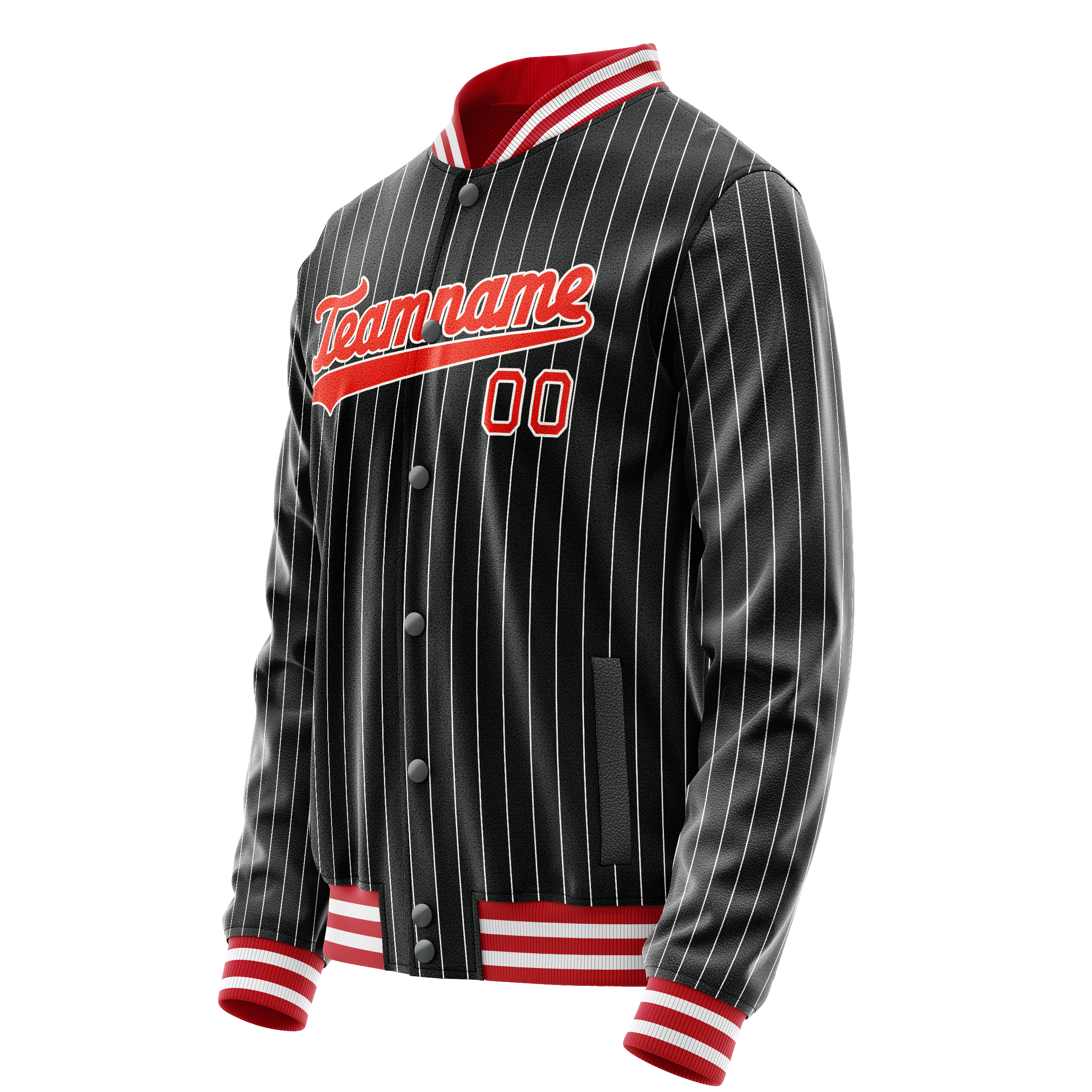 Personalized Black & Orange Gray Pinstripe Varsity Letterman Jacket